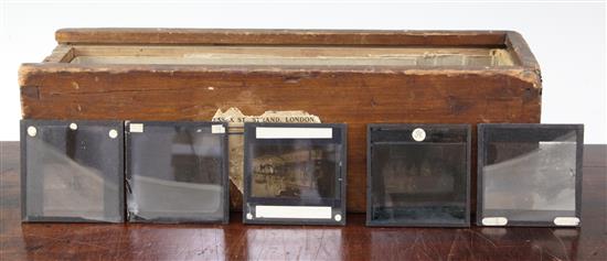 A collection World War I magic lantern glass slides, 16.5in.